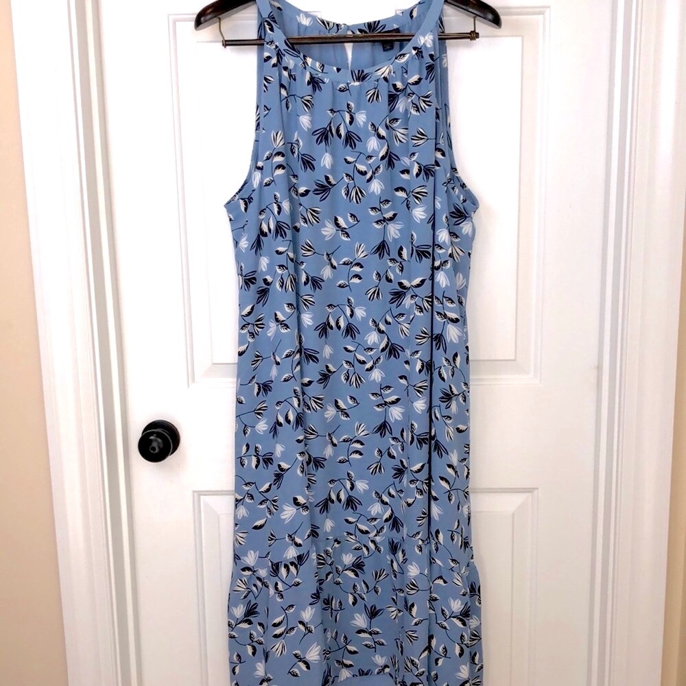 J. Jill Wearever Collection Sleeveless Midi Floral Dress 4X Light Blue Floral